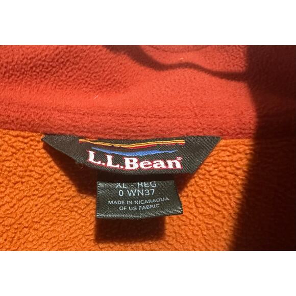 VTG LL Bean Men's Long Sleeve Snap Button Pullover Jacket Orange Size XL 1/4 zip - Picture 3 of 6